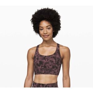 Lululemon Energy Bra Long LineDusk Floral Antique Bark/Black Size 4